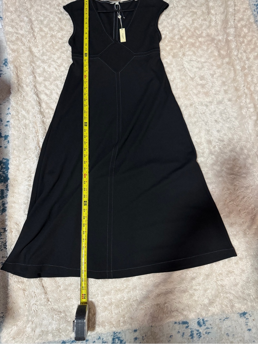 NWT Max Studio London Black Contrast Stitch Fit & Flare Midi Dress Size S - Picture 6 of 6